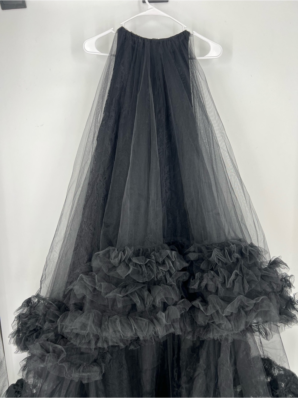 Mac Duggal Black Hi Low Tulle Strapless Ruffle Formal Dress Evening Gown 12 NWOT - Picture 3 of 10